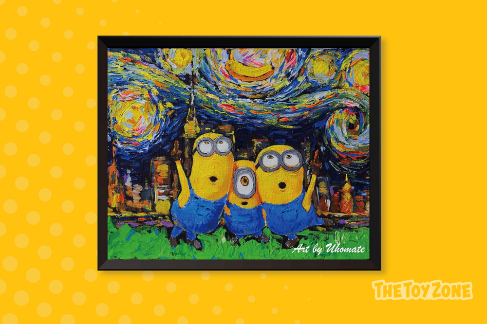15 Minions Inspired Vincent Van Gogh Starry Night (11X14)