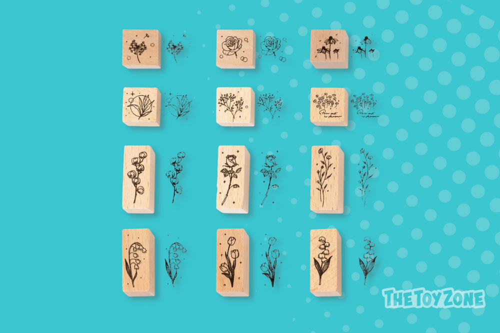 24 Wooden Plant Patterns Rubber Stamps 24 Wooden Plant Patterns Rubber Stamps