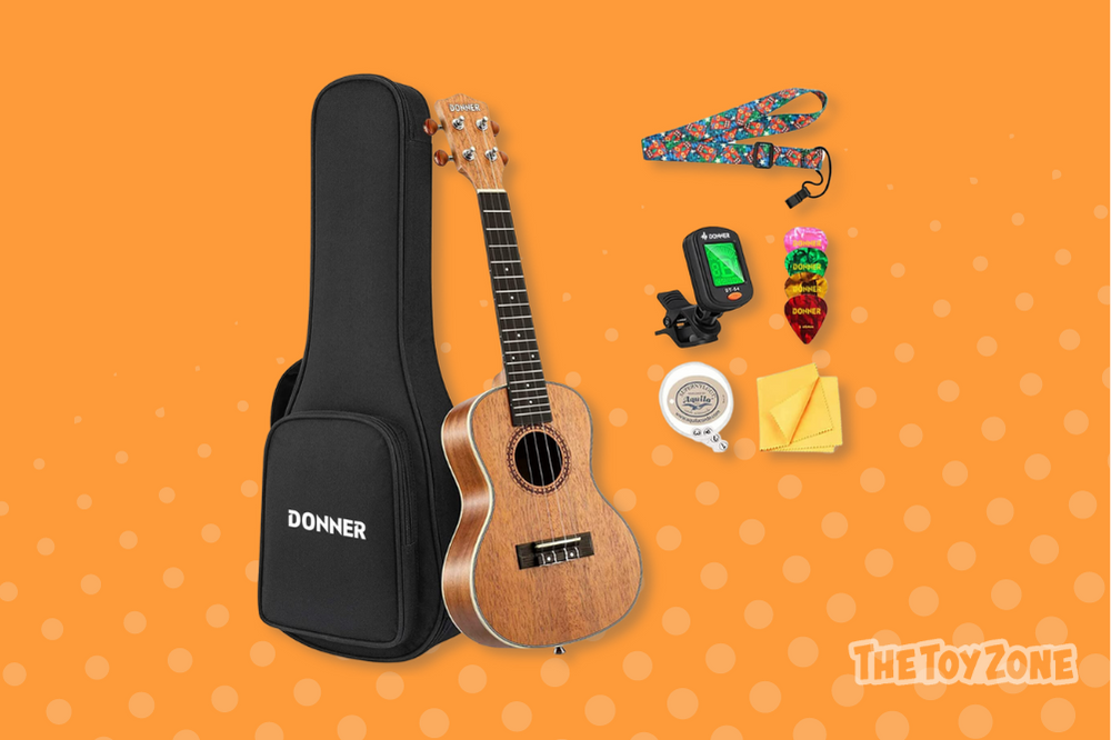 46 Donner Concert Mahogany Wood Ukulele Beginner Kit