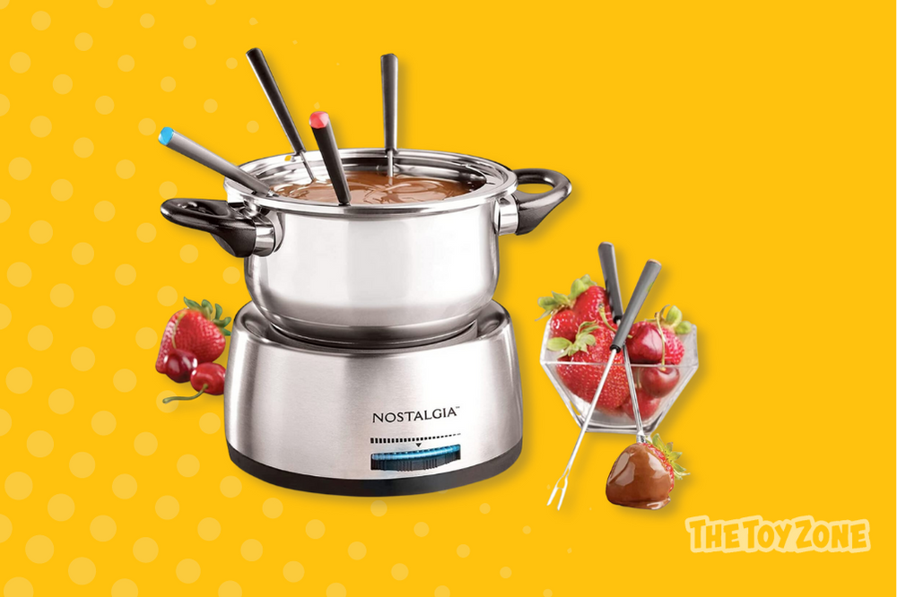 51 Nostalgia 6 Cup Stainless Steel Electric Fondue Pot Set