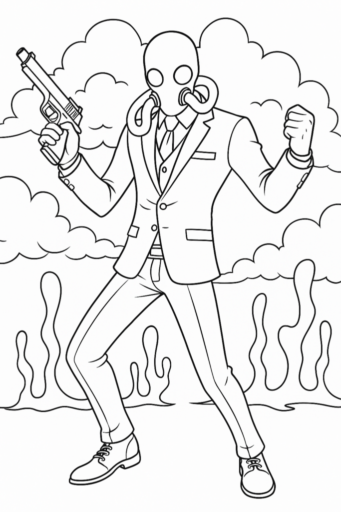A black and white line art coloring page depicts C