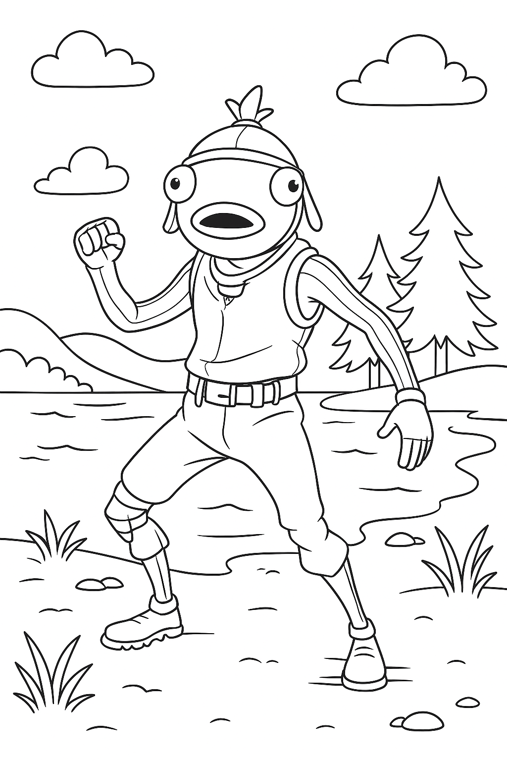 A line drawing in black and white suitable for co