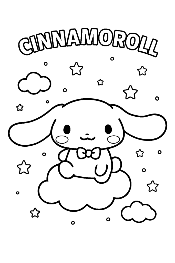 cinnamoroll on cloud clean bw