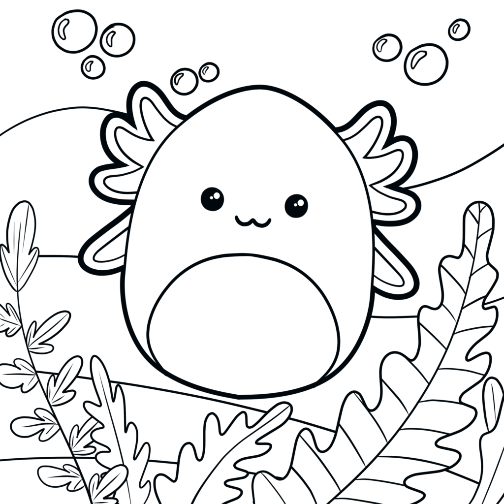 squishmallow coloring pages axolotl